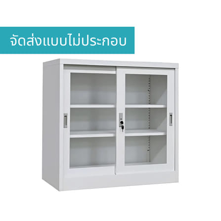 ตู้เอกสารบานเลื่อนกระจก MEDILA รุ่น SH0038WH สีขาว_4